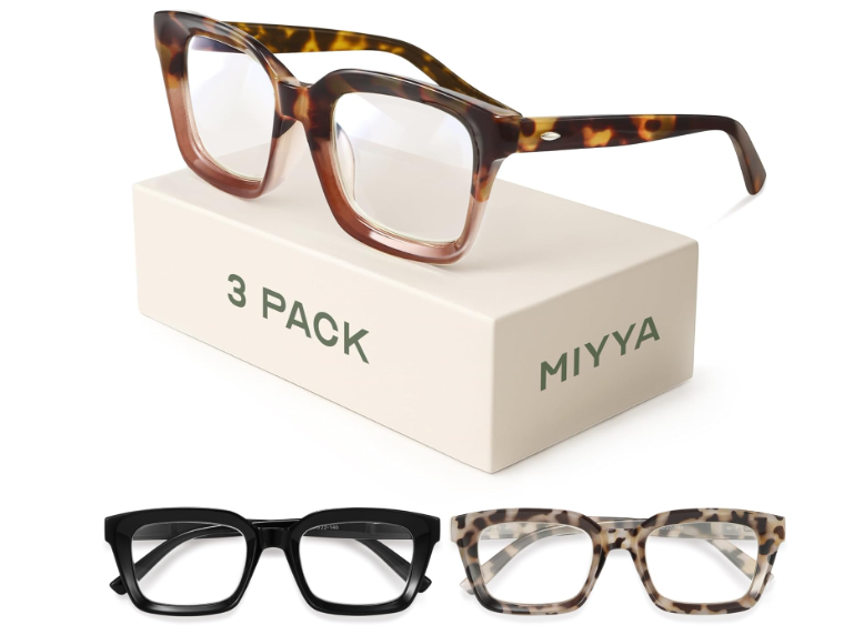 miyya Stylish Reading Glasses for Women, Cheaters Eyeglasses, Oversized Blue Light Readers, Fashion Eye Glasses