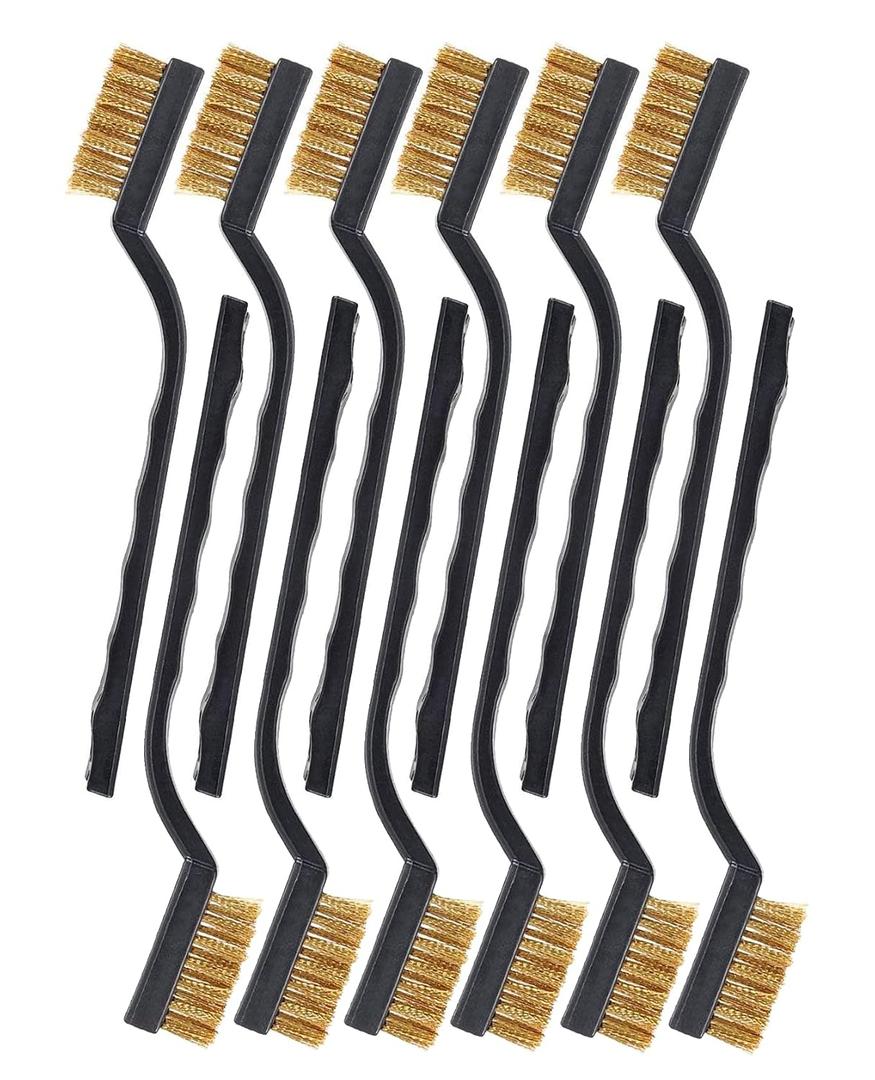 Brass Wire Brush Rust Remover, Small Wire Brush for Cleaning, Paint Stripper for Metal, Wood, Rustoleum Fabric Spray Paint, 9 Pieces