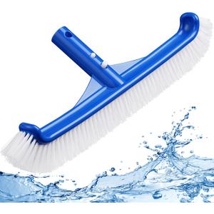 Pool Brush Head - 18" Pool Brush for Cleaning Pool Walls, Premium Swimming Pool Brush with Strong Bristle & EZ Clip, Curved Ends High-Efficiency Pool Accessories for Inground Pools, Tiles, Floors