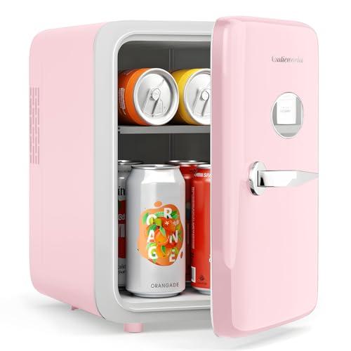 CUTIEWORLD Skincare Fridge  4L Makeup Fridge for Refrigerating Makeup, Skincare and Food, Mini Fridge for Bedroom, Office and Car, Cooler and Warmer, Beverage Cooler, Leather Pink