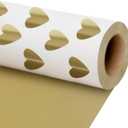 LaRibbons Reversible Wedding Wrapping Paper Roll, Gift Wrapping Paper with Gold Heart on White Design, Perfect for Birthday, Bridal Shower, Anniversaries, Engagement, 17 Inch 33 Feet
