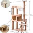 54-Inch Cat Tower,Multi-Level Pure Wood-Modern Cat Tree Tower with Condo, Cat Stairs, Bowl,9 Sisal Scratching Posts, Top Perch, Toy Balls,Cat Tree for Indoor Cats Large Adult (KT-1022)