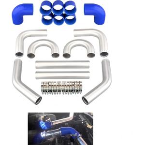 2.5 Inch Universal Turbo Intercooler Pipe Chrome Aluminum T - Clamps + Silicone Hoses Compatible with Most Cars/SUVs/Trucks