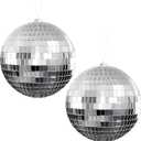 Youdepot Disco Ball 4" Inch,Silver Hanging Ball with Attached String for Ring,Reflects Light,Fun Party Home Bands Decorations,Party Favor.