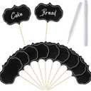 Chinco 100 Pcs Black Cheese Markers Charcuterie Board Labels Food Tags for Party Buffet Cake Cupcake Topper Sticks Cocktail Picks Toothpick Signs for Wedding Birthday Party Decor with Marker Pens