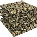 LVTXIII Outdoor Seat Cushions Set of 4 Square Corner Chair Cushions with Ties, Patio Chair Pads for Home Office and Patio Garden Furniture Decoration 19"x19"x2", Jacobean Black