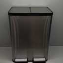 SIMPLI-MAGIC 60 Liter / 16 Gallon Rectangular Hands-Free Dual Compartment Recycling Kitchen Step Trash Can with Soft-Close Lid, Brushed Stainless Steel