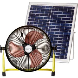 Solar Powered Fan, Battery Operated Outdoor Fan Can Running 5-24 Hours, Solar Fans For Shed,HomeOuside,CampingSolar fan with USB Output For Emergency Situation Without Electric (12inch solar yellow)