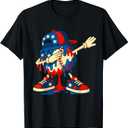 4th of July Dabbing Baseball Drip Ice Cream for Boys USA T-Shirt S