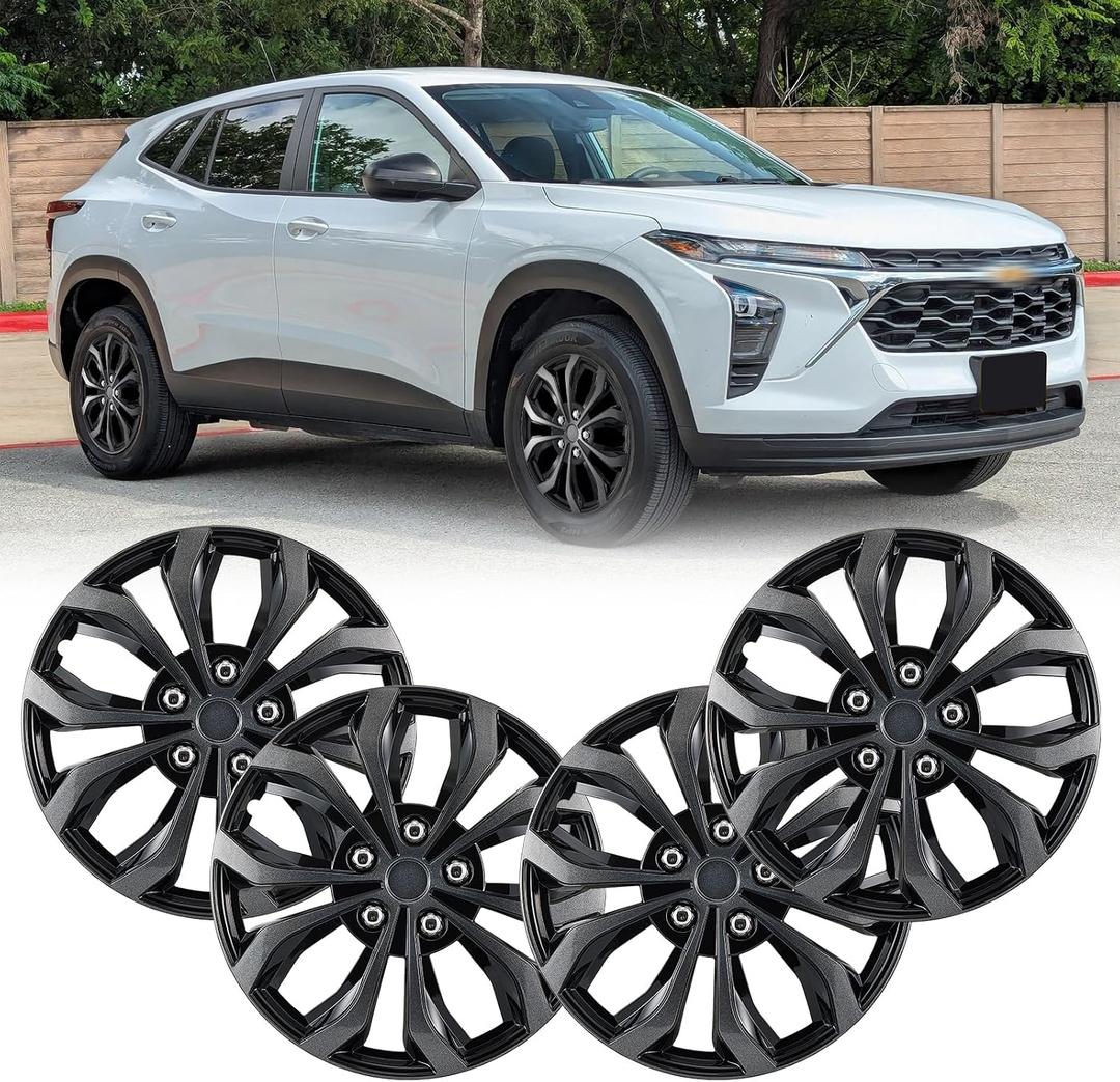 Universal 17 Inch Hub caps Wheel Covers for Cars, Set of 4 Fits Most Cars Hubcaps 17" Wheel Rim Cover Replacement Grey Black Color