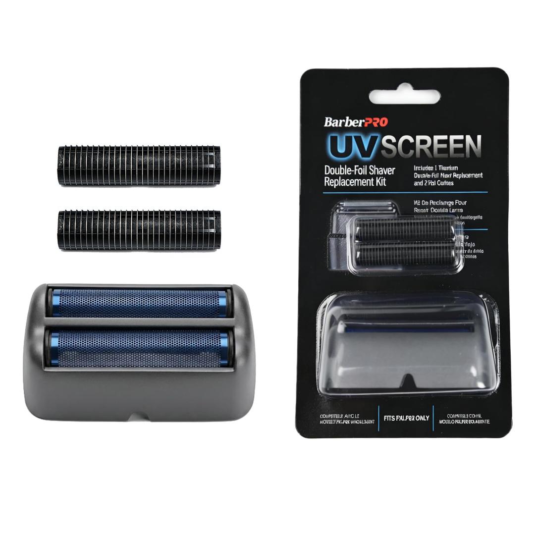 Replacement Foil and Cutter for BaBylissPRO UV Double Foil Shavers - Hypoallergenic Extra-close Shaver Replacement Head,for use with UV Foil Shavers ONLY (GrayFXLRF2)