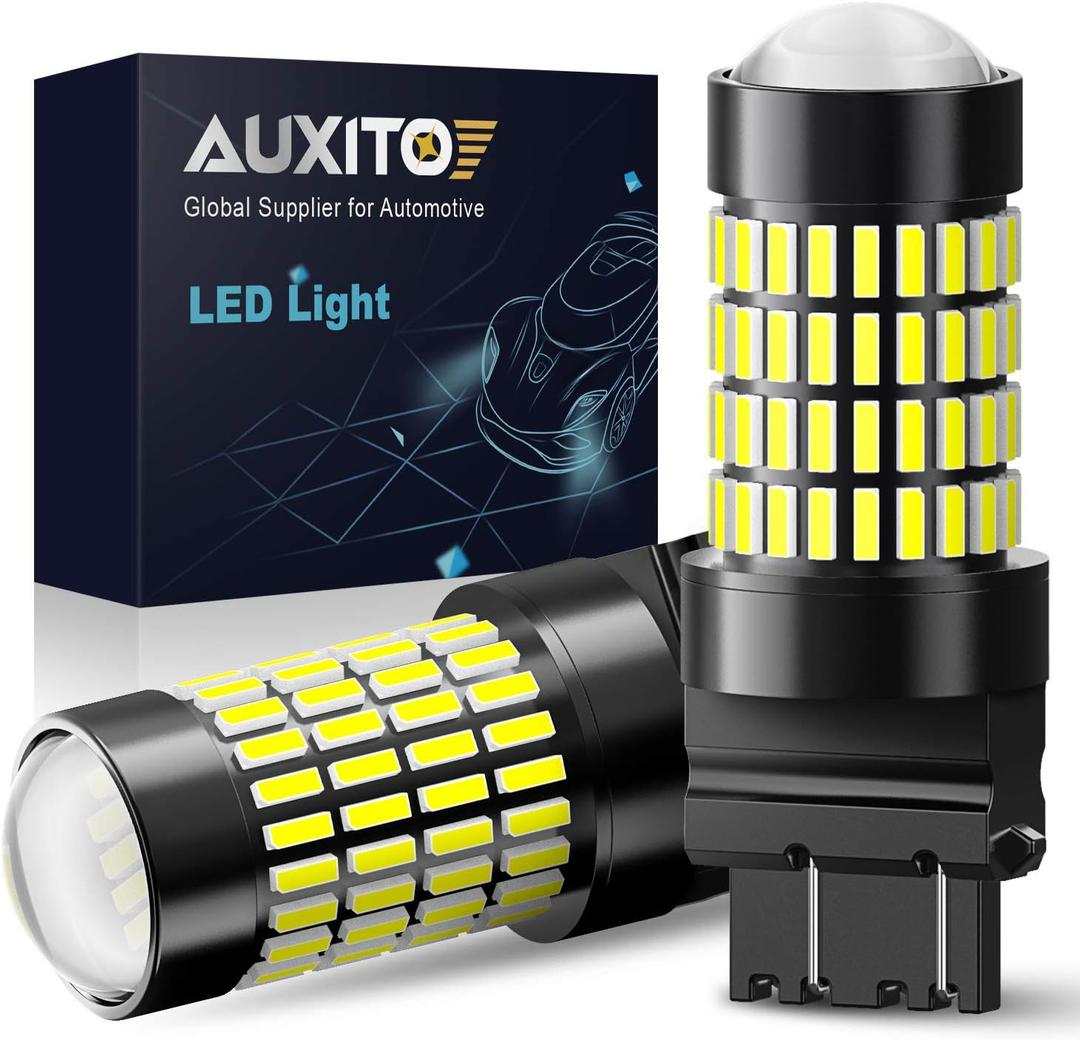 AUXITO 3157 LED Bulbs Reverse Lights, 102-SMD Chipsets 500% Brighter 3056 3156 3057 4157 LED Bulbs with Projector for Reverse Back Up Lights Tail Brake Signal Parking Lights, 6000K White (3157/3156, White)