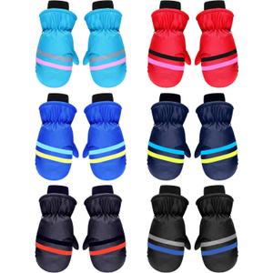 SATINIOR 6 Pairs Kids Winter Snow Mittens Gloves Waterproof Toddler Children Warm Baby Ski Gloves for Cold Weather (3 - 6 Years, Classic Color)