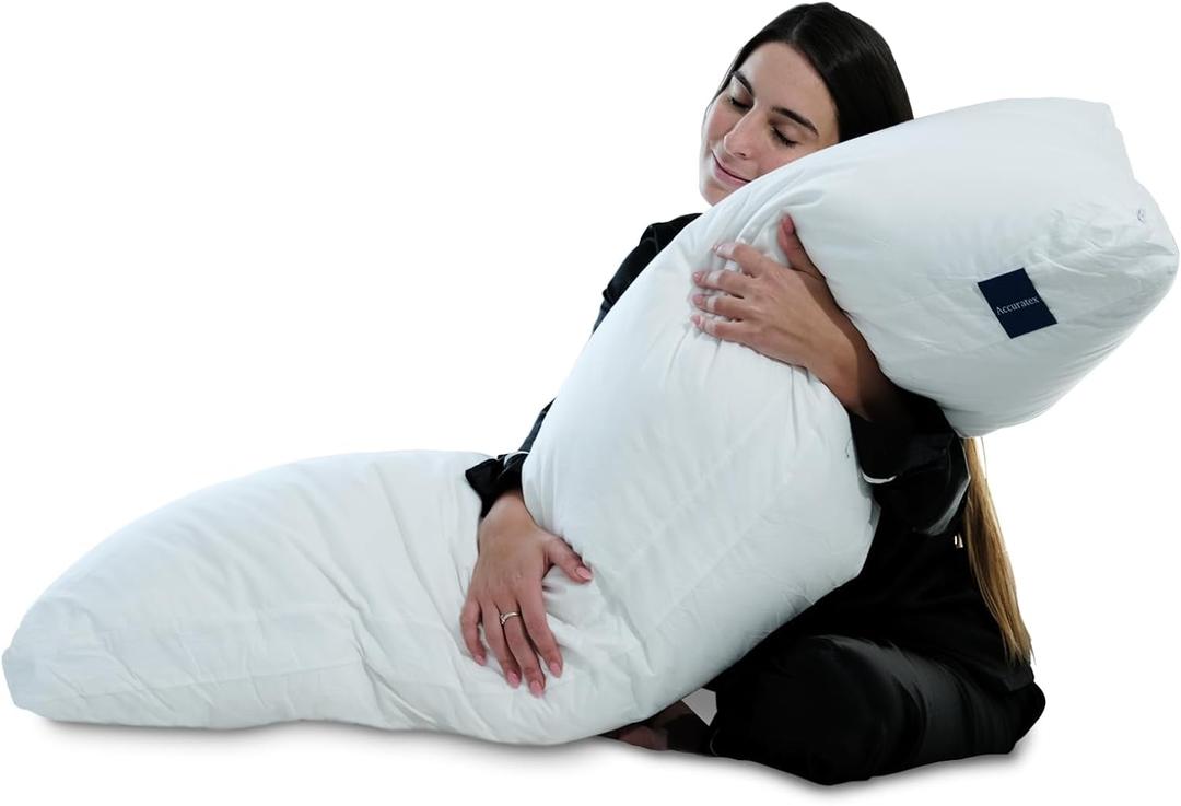 ACCURATEX Full Body Pillow for Adults - Hybrid Shredded Memory Foam Firm Body Pillow with Soft Fluffy Down Alternative Cotton Cover - Adjustable Loft Long Pillows for Sleeping (Body(Pack of 1), White)