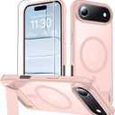 6 x MOZOTER for iPhone Air Case with Kickstand,[Compatible with MagSafe] [12FT Military Grade Protection] Slim Translucent Matte Shockproof Phone Case,6.5",Pink