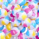Zhanmai 50 Pcs 4 to 5 Inch Beach Balls Mini Inflatable Beach Balls Bulk White Blue Yellow and Purple Summer Toys Games Party Favors for Kids Hawaiian Pool Party