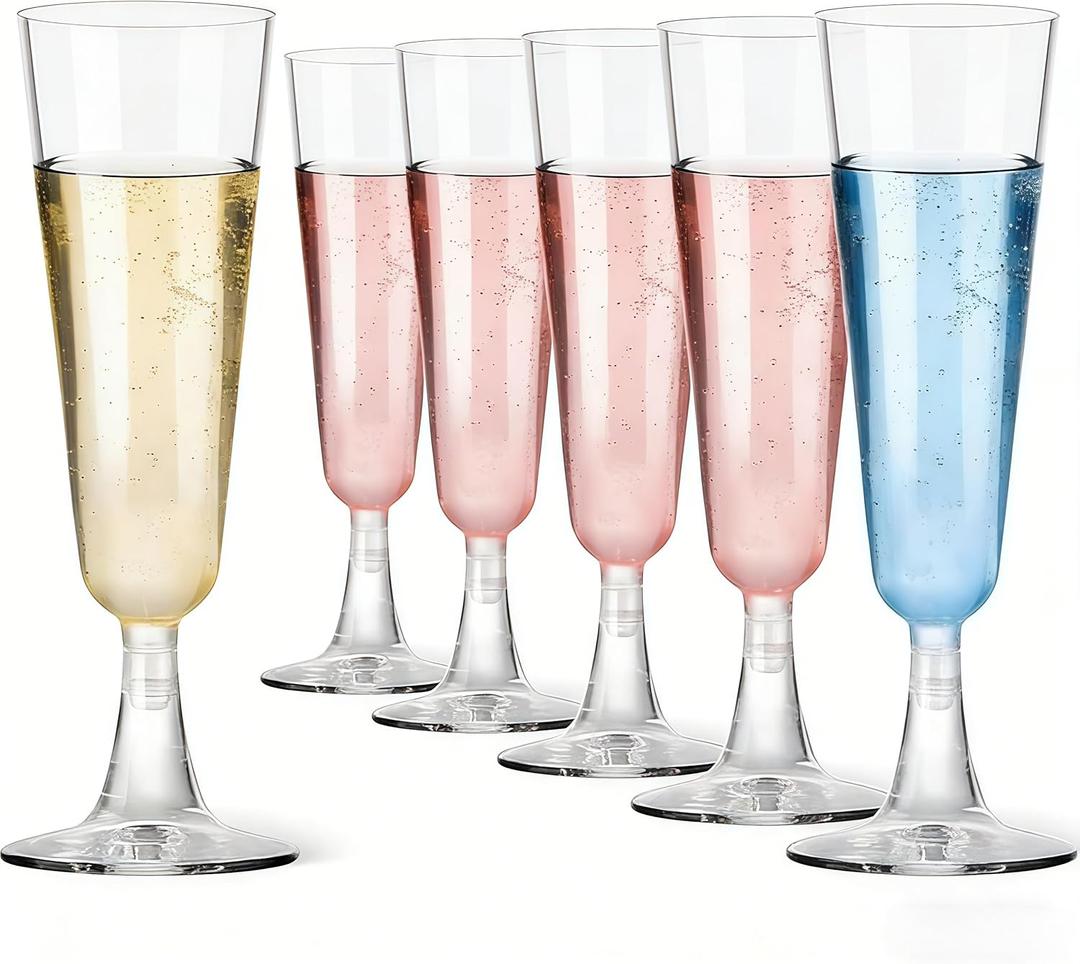 Plastic Champagne Flutes, 40 Pack Disposable Champagne Glasses, 5.5Oz Plastic Wine Glasses Cups for Engagement Wedding Birthday Party Decor Supplies