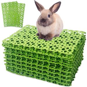 kathson 20PCS Rabbit Cage Mat Feet Pad Plastic Cage Mat Floor Mats Bunny Hole Leak Water Pads for Pet Cats Dogs Hamster Rat Chinchilla Guinea Pig and Other Small Animals (Green)