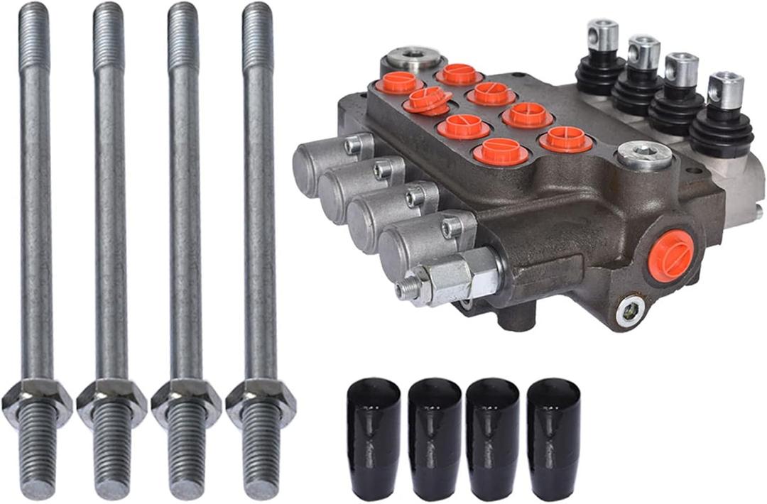 Hydraulic Directional Control Valve 4 Spool 21 GPM SAE Ports 3600 PSI for Small Tractors Tractors Loaders Log Splitters