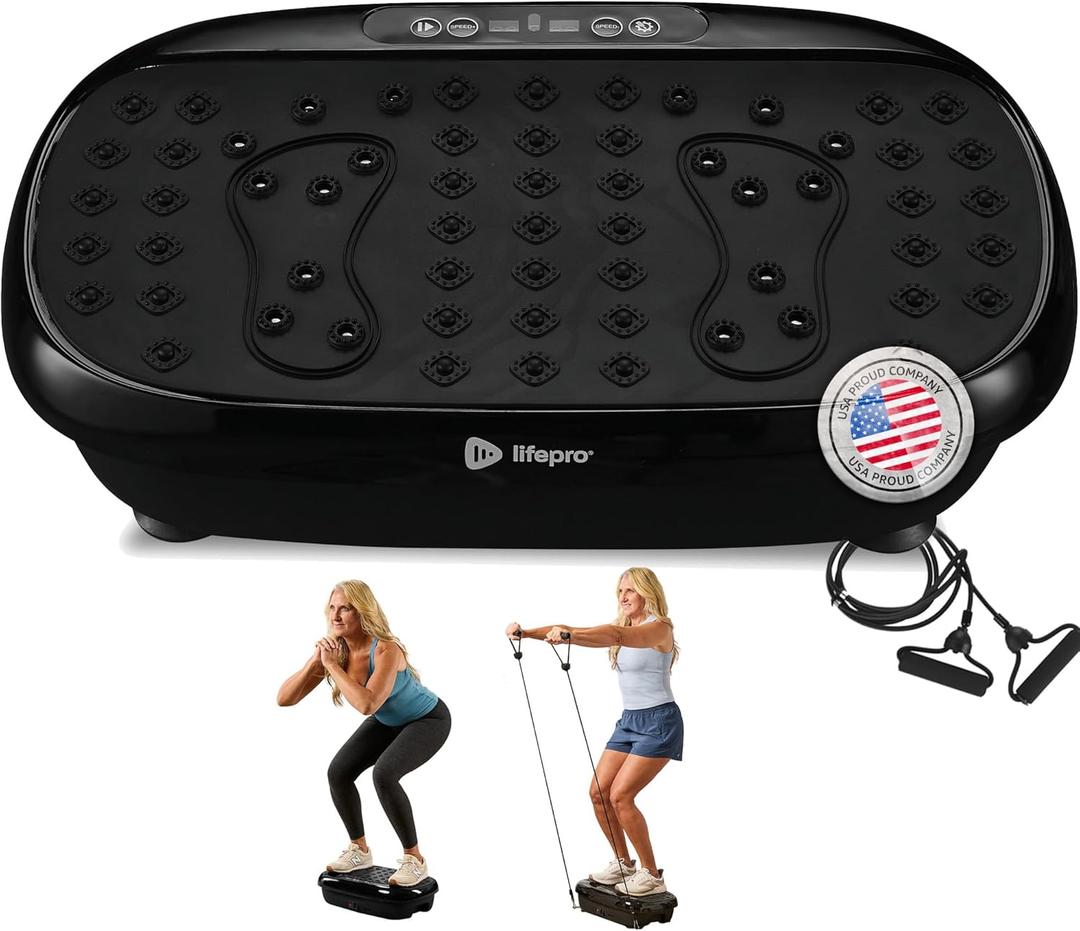 Lifepro Vibration Plate Exercise Machine with Magnetic Acupoints - Full Body Vibration Platform for Beginners and Recovery - Ideal Lymphatic Drainage Massager for Muscle Toning and Overall Fitness (Black)