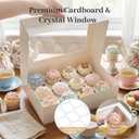 VGOODALL 12 Count Cupcake Boxes, 6PCS Cupcake Container with Window Boxes Holding 72 Pastry Box for Birthday Holiday Party Bakery Supplies 13.2"x9.8"x4"