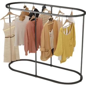 Round Clothes Rack - Commercial Oval Iron Clothes Rack, Free Standing, Suitable For Bedroom & Boutique Store Display (Black, 47.2 * 19.6 * 55.1INCHES)