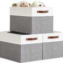 DECOMOMO Kallax Storage Cubes - 13x15x13 Storage Bins, Baskets for Organizing Shelves (Grey and White, 3-Pack)