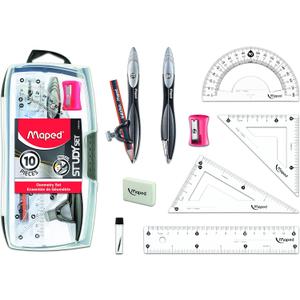 Maped Study Geometry 10 Piece Set - Advanced Student Kit - Precision Tools - Durable & Ergonomic Design - Enhances Creativity - Quality Materials