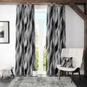 weesire Black and White Curtains Modern Striped Decorative 50% Light Blocking Darkening Grommet Grey Curtain for Living Room Villa, Bedroom Gray and White 2 Panels Set, 52x63 Inches