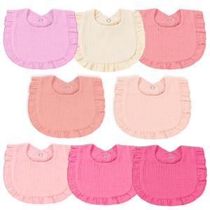 Baby Muslin Bibs, Bandana Drool Bib for Girls, Adjustable 100% Cotton Soft Baby Bibs for Drooling and Teething Organic Solid Colors Lap-Shoulder (Cranberry)