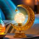 Ramadan Decorations Moon Lamp,Moon Light for Ramadan Decorations Indoor and Outdoor,Moon Star Lamp with LED Bulb&Timer Table Decor for Moroccan,Eid Home Decor,Gifts
