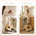 Hidden Toddler Step Stool, Height-Adjustable Kids 2-Step Stools, Wooden Step Stool for Toddlers for Bathroom Sink & Kitchen, Bathroom