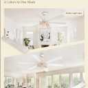 Fanbulous 65 Inch Ceiling Fan with Lights, Farmhouse Caged Ceiling Fans with Remote, White Industrial Ceiling Fans with Quiet Reversible DC Motor, Large Ceiling Fan for Living room, Bedroom