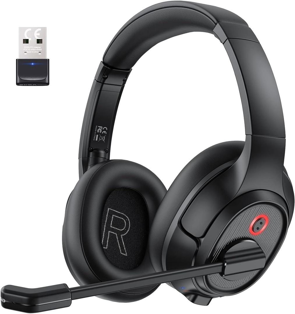 EKSA Wireless Headset with Mic for Work, Bluetooth 5.0 Headset with AI-Powered Noise Cancelling Microphone - Bluetooth Wireless Headphones with Mic for Work/PC/Laptop/Computer/Office/Zoom