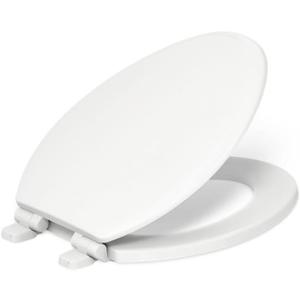 KOHLER 20454-0 Ridgewood Elongated Soft Close Toilet Seat, Quiet Close, Wood Toilet Seat, Home Essentials, White