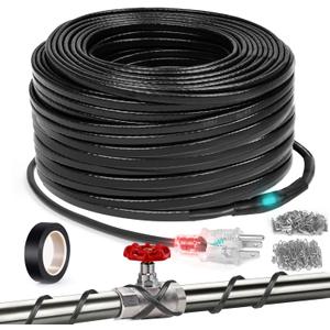 Heat tape, 80FT Deicing Heating Cable,Pipe (Metal And Plastic) Freeze Protected Water Pipe Heating Cable, Self Regulating Temperature, with Mounting Buckle, 120V 8W/ft