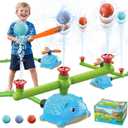 Water Sprinkler Baseball Toy, 5 in 1 Water Sprinkler for Kids Summer Outdoor T-Ball with 3 Jets, 3 Baseballs, 1 Retractable, Hedgehog Baseball Sprinkler Toy, Summer Backyard Lawn Pool Game