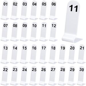 Tuanse 1-30 Table Order Numbers Restaurant Double Sided Acrylic Reception Number Stands Signs for Wedding Restaurant Seating Cafes Party Banquet(White)
