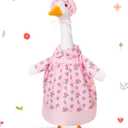 FuWeave Summer Spring Goose Outfit Pink Flower Porch Goose Clothes for 23" Large Statue Outdoor Patio Yard Lawn Art Decoration