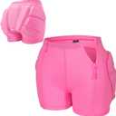 Kids Padded Shorts with Zipper, Crash Butt Pads for Hip Tailbone & Butt,Snowboard Impact Protective Pad Pants for Youth Child (X-Small, Pink)