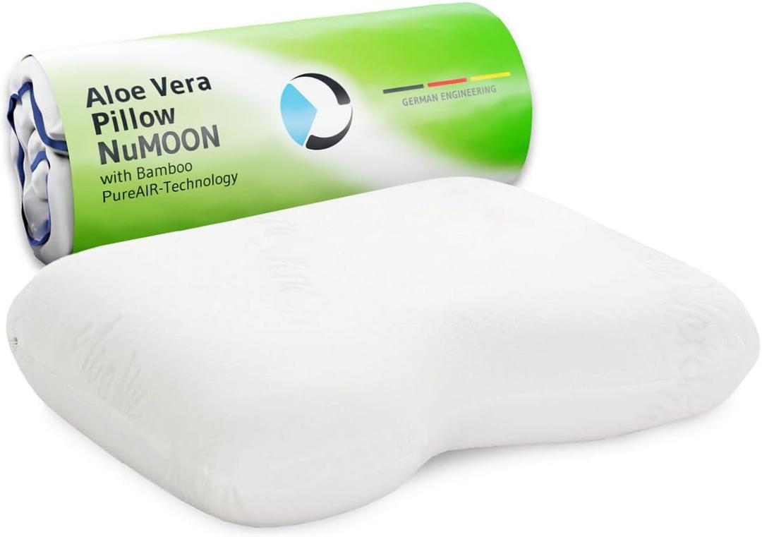 Third of Life Cervical Pillow NuMOON Aloe Vera | Memory Foam Wedge Pillow for Neck & Shoulder Pain Relief | Side & Back Sleepers | Modern, Natural Theme