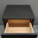 VICITON Fluted Narrow Night Stand,Thin Nightstand with Leather Surface, Small End Table with Storage, Living Room/Bed Side Table for Small Spaces (Dark Gray, Large) (Large(15.7 inch))