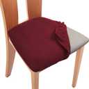 3 PCS Chair Seat Covers Stretch Chair Slipcovers Dining Room Chair Seat Covers with Ties Removable Washable Chair Seat Cushion Slipcovers for KitchenBanquetRestaurant and MoreWine Red