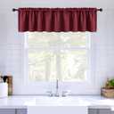MIULEE Christmas Wine Red Window Valance 18 Inches Long - Rod Pocket Thermal Insulated Blackout Curtain Valance for Bedroom Living Room Kitchen Bathroom, One Panel, 42 x 18 Inches Length