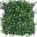 Artificial Hedge Boxwood Clover in Light and Dark Green Blend with Yellow | Indoor Outdoor Fence Privacy Screen and Backdrop Decor, 24 Pcs