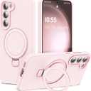 SKYLMW for Samsung Galaxy S23 Case with Magnetic Invisible Stand [Compatible with Mag-Safe] Military Drop Tested [Full Camera Protection] Silicone S23 Cases for Men Women, Pink