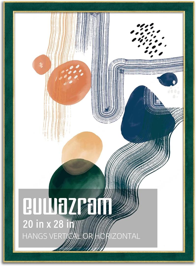 Suede 20x28 Frame - Single Frame, Elegant Green 20 x 28 Poster Frame, 20x28 Picture Frame for Artwork, Puzzles, Photos, and Movie Posters