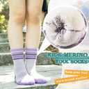 SeeyAN Kids Merino Wool Hiking Socks Boys Girls Thermal Winter Warm Boot Toddlers Thick Cushion Socks 4 Pairs (8-12 Years)