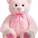 HollyHOME Giant Teddy Bear Stuffed Animal Large Bear Plush with Red Heart for Girlfriend and Kids Holiday Toy Gift 36 inch Pink