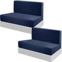 Tlswshsy RV Dinette Cushions - Stretch Sofa Seat Slipcovers - Washable Loveseat Sofa Furniture Protector for RV Camper Car Bench (Blue 2 Backrest & 2 Bench Covers)